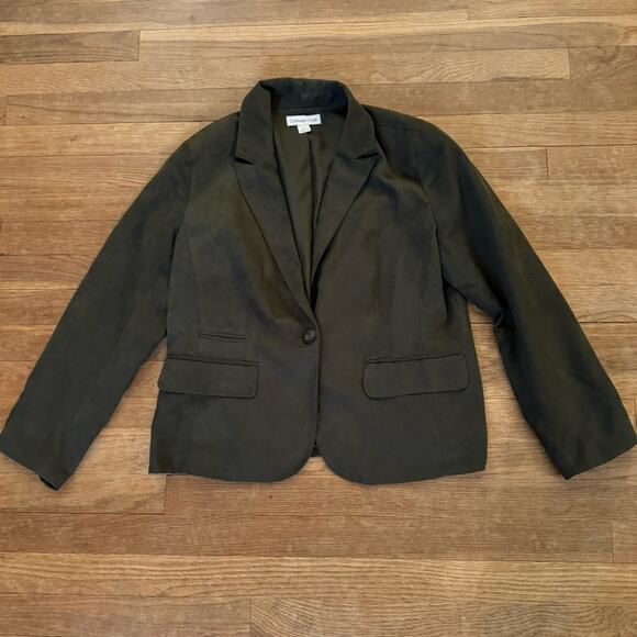 Coldwater Creek olive green one button blazer jacket size petite medium MP
 b24 - Picture 1 of 5